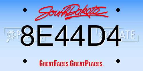 8E44D4 South Dakota License Plate