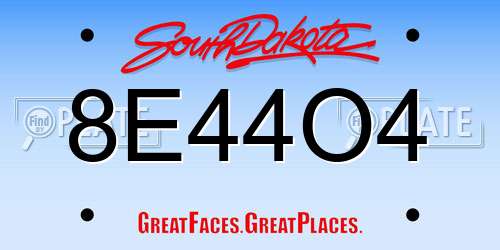 8E44O4 South Dakota License Plate
