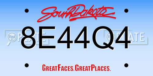 8E44Q4 South Dakota License Plate