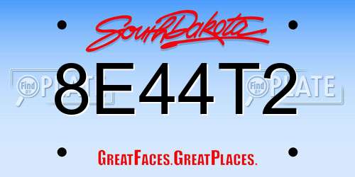 8E44T2 South Dakota License Plate