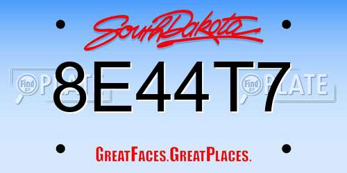 8E44T7 South Dakota License Plate