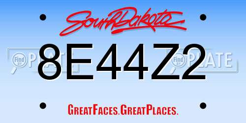 8E44Z2 South Dakota License Plate