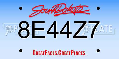 8E44Z7 South Dakota License Plate
