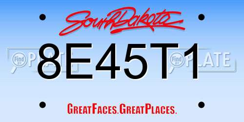 8E45T1 South Dakota License Plate