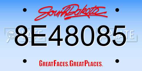 8E48085 South Dakota License Plate