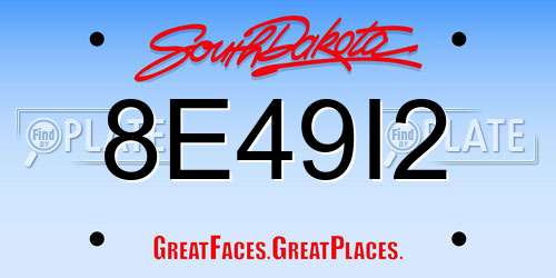 8E49I2 South Dakota License Plate