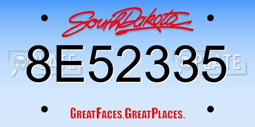 8E52335 South Dakota License Plate
