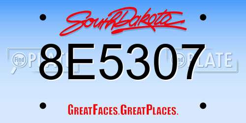 8E5307 South Dakota License Plate