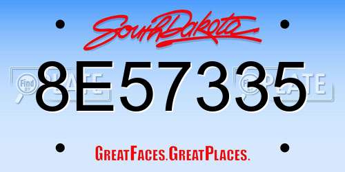 8E57335 South Dakota License Plate