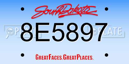 8E5897 South Dakota License Plate