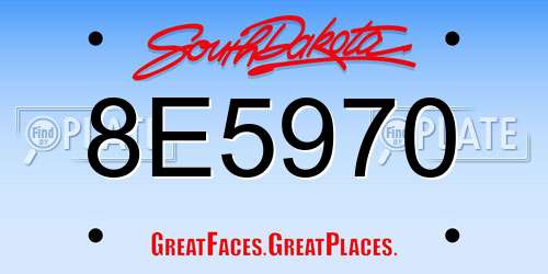8E5970 South Dakota License Plate