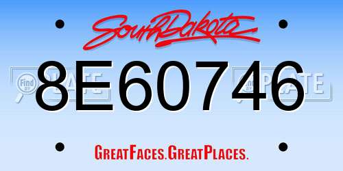 8E60746 South Dakota License Plate