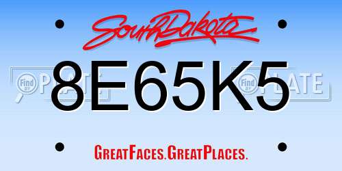 8E65K5 South Dakota License Plate