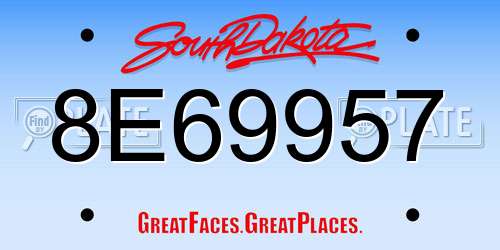 8E69957 South Dakota License Plate