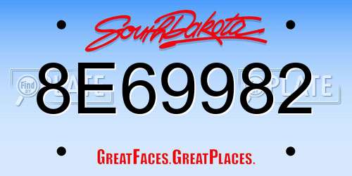 8E69982 South Dakota License Plate