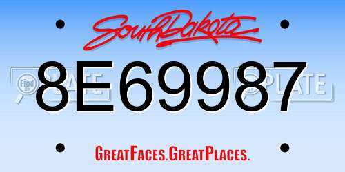8E69987 South Dakota License Plate