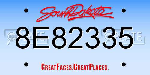 8E82335 South Dakota License Plate