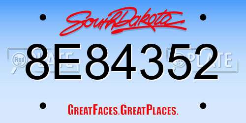 8E84352 South Dakota License Plate