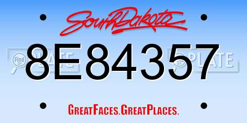 8E84357 South Dakota License Plate