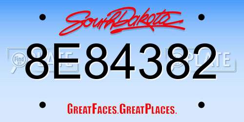 8E84382 South Dakota License Plate