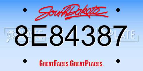 8E84387 South Dakota License Plate