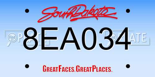 8EA034 South Dakota License Plate