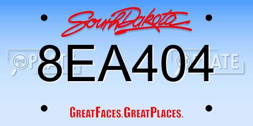 8EA404 South Dakota License Plate