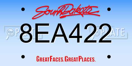 8EA422 South Dakota License Plate