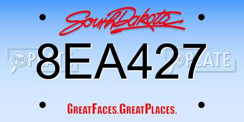 8EA427 South Dakota License Plate
