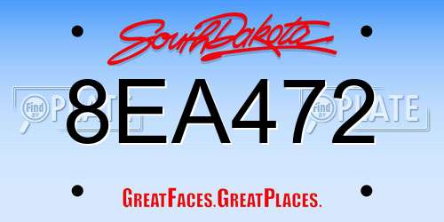 8EA472 South Dakota License Plate