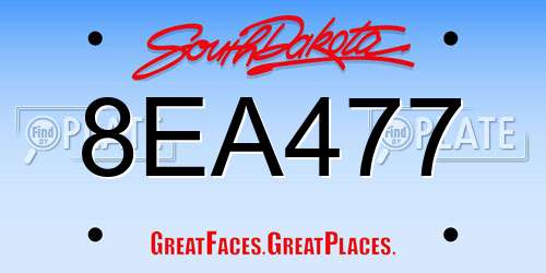 8EA477 South Dakota License Plate