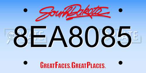 8EA8085 South Dakota License Plate