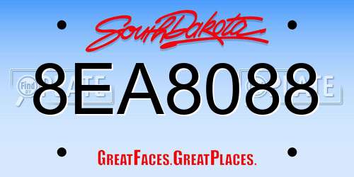 8EA8088 South Dakota License Plate
