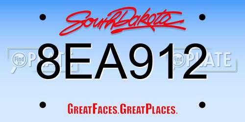 8EA912 South Dakota License Plate