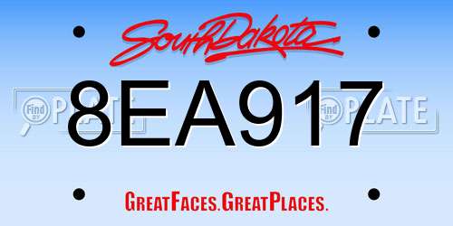 8EA917 South Dakota License Plate