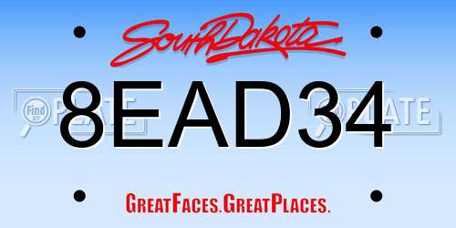 8EAD34 South Dakota License Plate