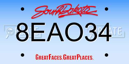 8EAO34 South Dakota License Plate