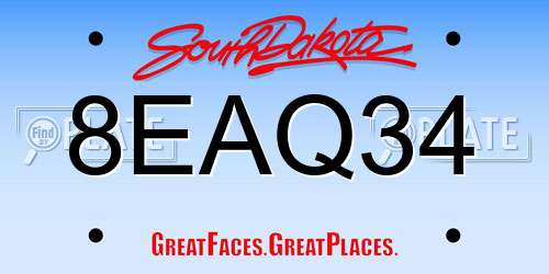 8EAQ34 South Dakota License Plate