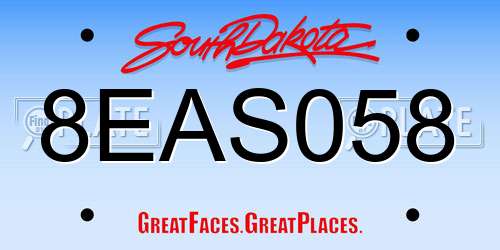 8EAS058 South Dakota License Plate