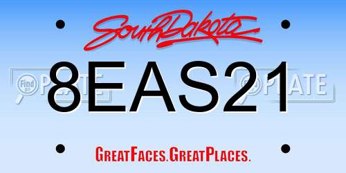 8EAS21 South Dakota License Plate
