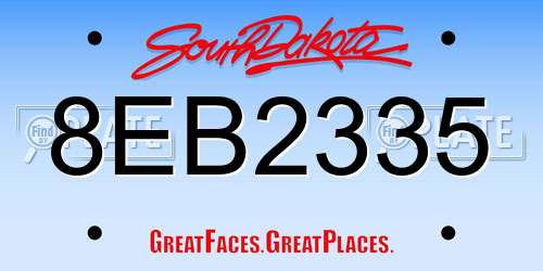 8EB2335 South Dakota License Plate