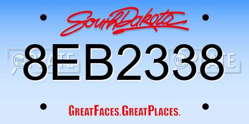8EB2338 South Dakota License Plate