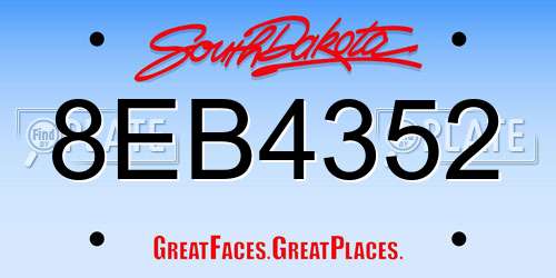 8EB4352 South Dakota License Plate
