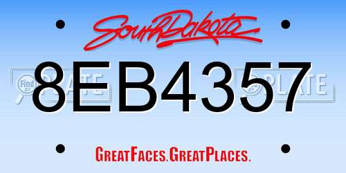 8EB4357 South Dakota License Plate