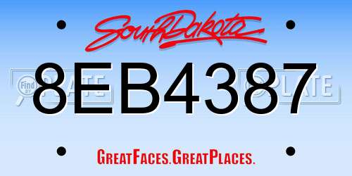 8EB4387 South Dakota License Plate