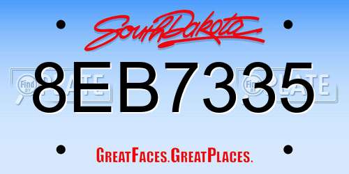 8EB7335 South Dakota License Plate