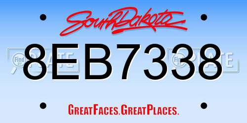 8EB7338 South Dakota License Plate
