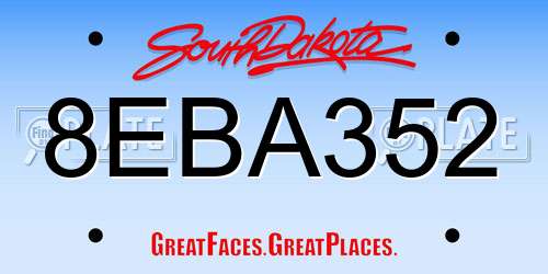 8EBA352 South Dakota License Plate