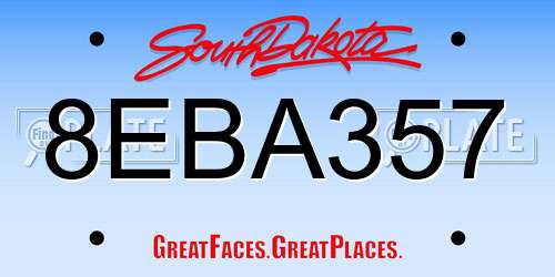 8EBA357 South Dakota License Plate