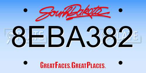 8EBA382 South Dakota License Plate